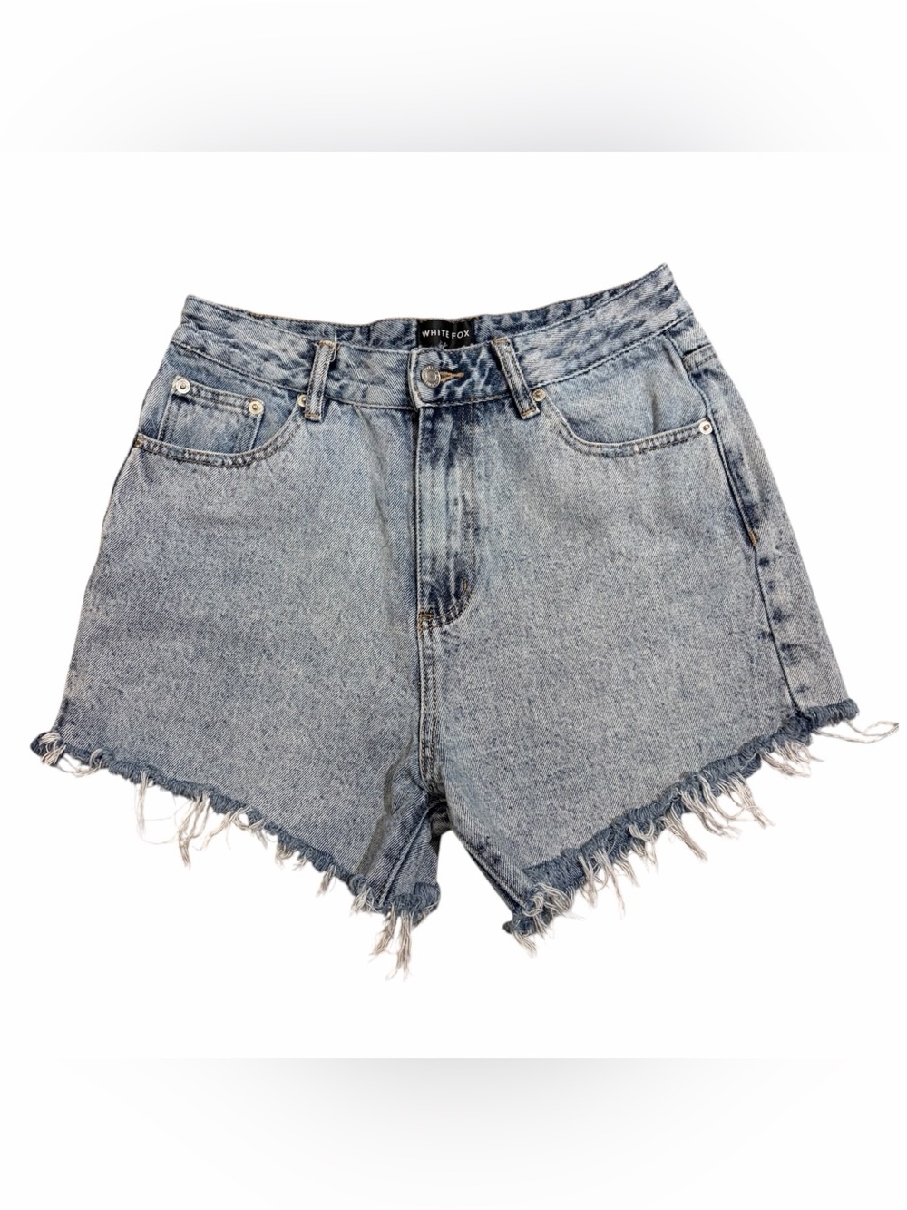 White Fox Light Wash Denim Shorts - Distressed Cutoffs